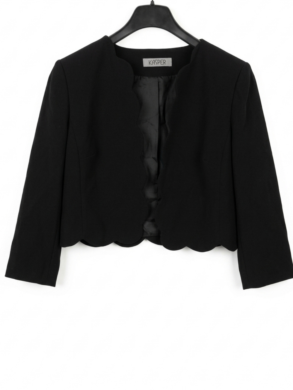 Kasper Women's Black Scallop-Edge Cropped Jacket